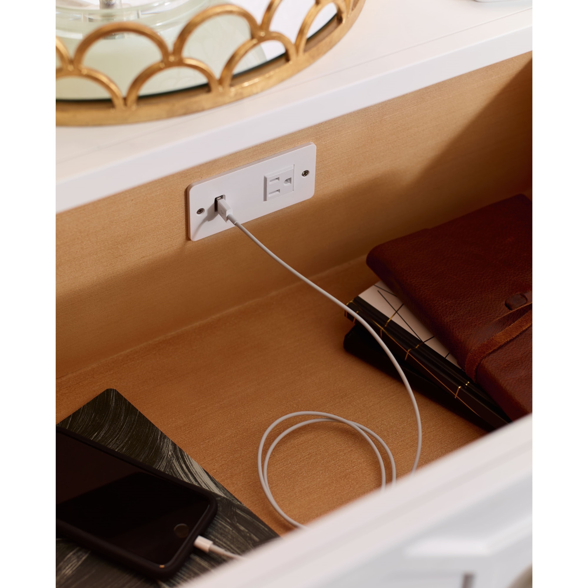 Rachael Ray Home Chelsea 978131003 2Drawer Nightstand with Outlet and